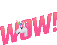 a unicorn with a rainbow horn and the word wow behind it