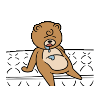 a cartoon drawing of a teddy bear laying on a couch