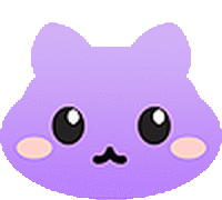 a purple cat with a sad look on its face