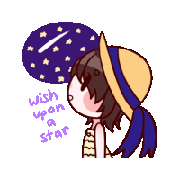 a cartoon drawing of a girl with the words wish upon a star above her head