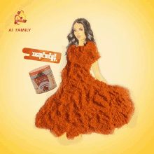 a picture of a woman in a dress made of spices