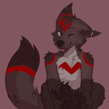 a drawing of a furry animal with a red heart on his chest