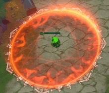 a person in a video game is surrounded by a circle of flames