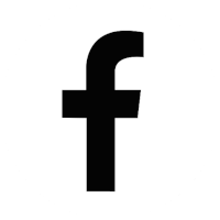 a black and white icon of a facebook logo on a white background .