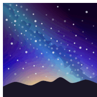 a painting of a night sky with stars and mountains in the foreground