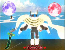 a video game character with wings and a sword and the name ripindra