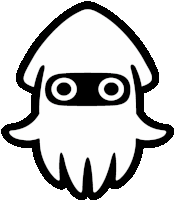 a black and white drawing of an squid with eyes