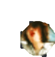 a blurry picture of a woman 's face with red lips