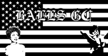 a black and white american flag with the words balls go