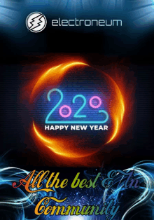 a poster that says electroneum and happy new year