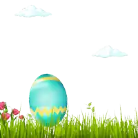 a happy easter card with a cartoon character