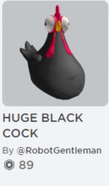 a picture of a black cock with googly eyes