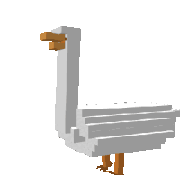 a white goose with a brown beak and legs