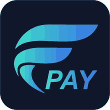 a logo for a company called pay with a blue and green wing