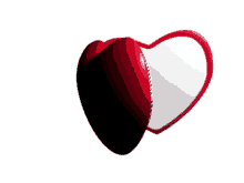 a red and white heart with a white border on a white background