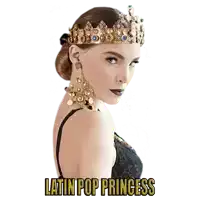 a woman with a crown on her head and the words latin pop princess above her