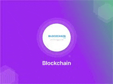 a purple background with a white circle in the middle and the word blockchain written on it .