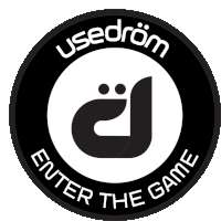 a black and white logo that says " usedrom " on it