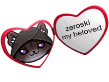 a heart with a picture of a cat and the words zeroski my beloved on it