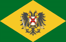 a yellow and green flag with a coat of arms in the center