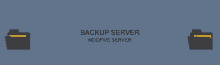 a blue background with two folders and the words backup server indofive server on it