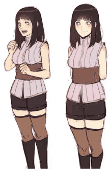 a drawing of a girl in shorts and a sleeveless shirt