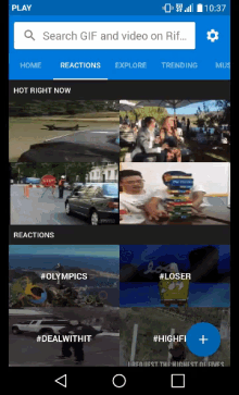 a screen shot of a gif and video app