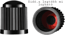 a close up of a black valve cap with the words sido a legtobb mi lophato written above it