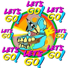 a sticker with a skull and the words `` let 's go '' .