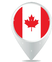 a map pin with a maple leaf in the center