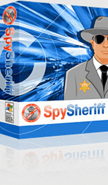 a box for spysheriff shows a man in a suit and tie