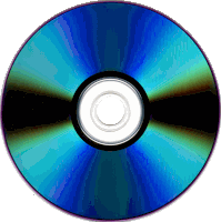 a blue cd with a white ring around the center