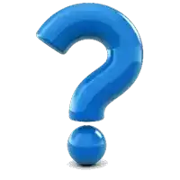 a blue question mark with a blue ball below it on a white background