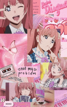 a collage of anime pictures with the words " not my problem " in the middle