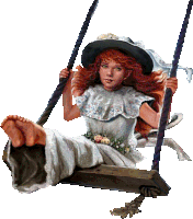 a painting of a girl sitting on a swing