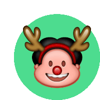 a cartoon character with a red nose and antlers