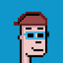 a pixel art drawing of a man wearing a hat and sunglasses