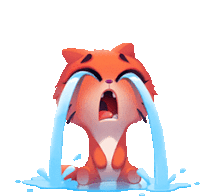 a cartoon fox is crying with tears running down its face