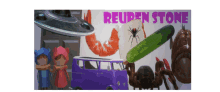 a poster for reuben stone shows a purple van