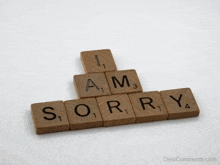 scrabble tiles stacked on top of each other with the words i am sorry written on them