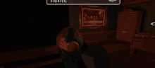 a computer screen shows a room with a painting on the wall and a sign that says revive