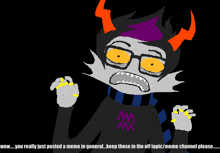 a cartoon of a troll with glasses and horns says wow