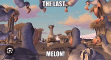 a cartoon scene with the words the last melon written on it