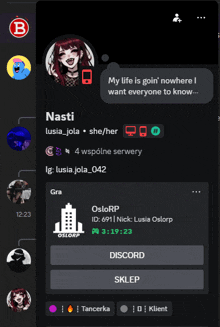 a screenshot of a discord conversation between naste and oslorp