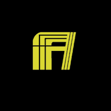 a black background with a yellow letter f on it