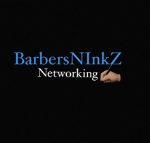 a logo for barbersninkz networking with a hand holding a pencil