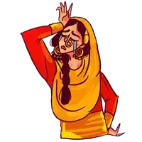 a cartoon drawing of a woman in a yellow and red outfit