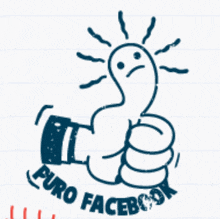 a drawing of a worm giving a thumbs up and the words puro facebook