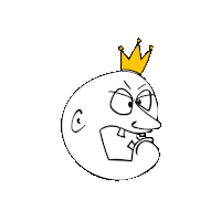 a drawing of an angry face with a yellow crown on it