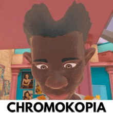 a cartoon of a man with the word chromokopia on the bottom right